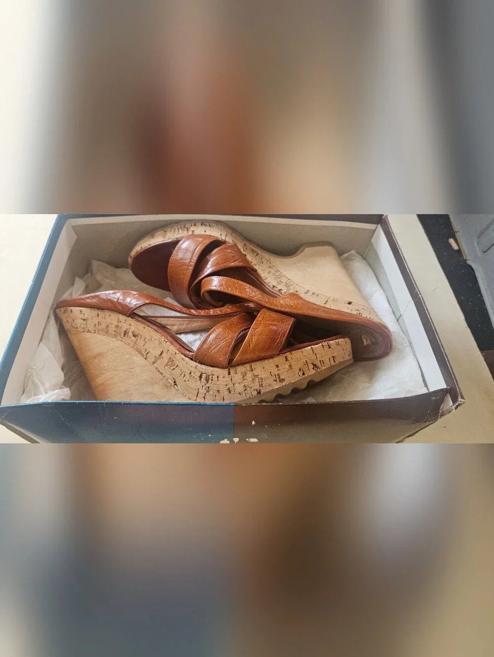 Brown Leather Wedge Sandals - Women's